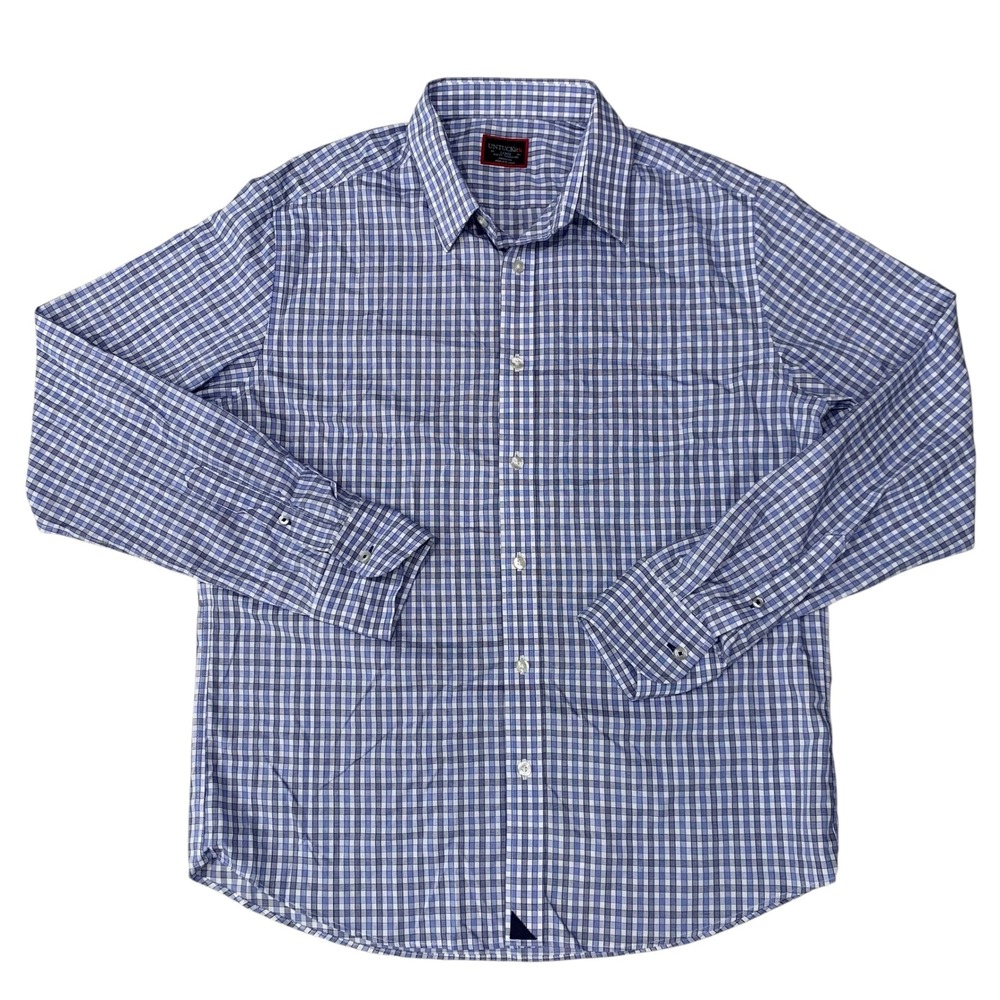 UNTUCKit Durif Men's Large Slim‎ Fit Blue Check Wrinkle Free Button Shirt